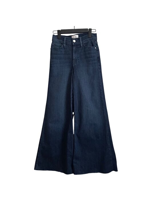 Denim - FRAME Womens Le Palazzo Crop Jeans Size 26 Wide Leg Raw Hem Quiet Luxury NWT